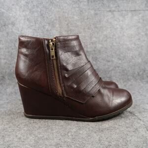 Kisses Shoes Womens 8.5 Ankle Boots Booties Wedge Brown Zip Fashion Too Neve